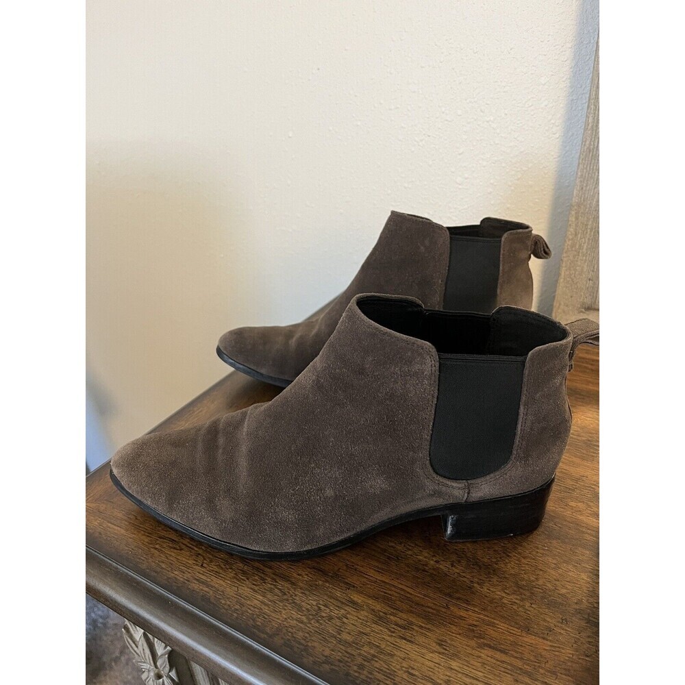 Coach Booties Women's 10 B Suffolk Chelsea Brown Taupe Suede Leather Pull On